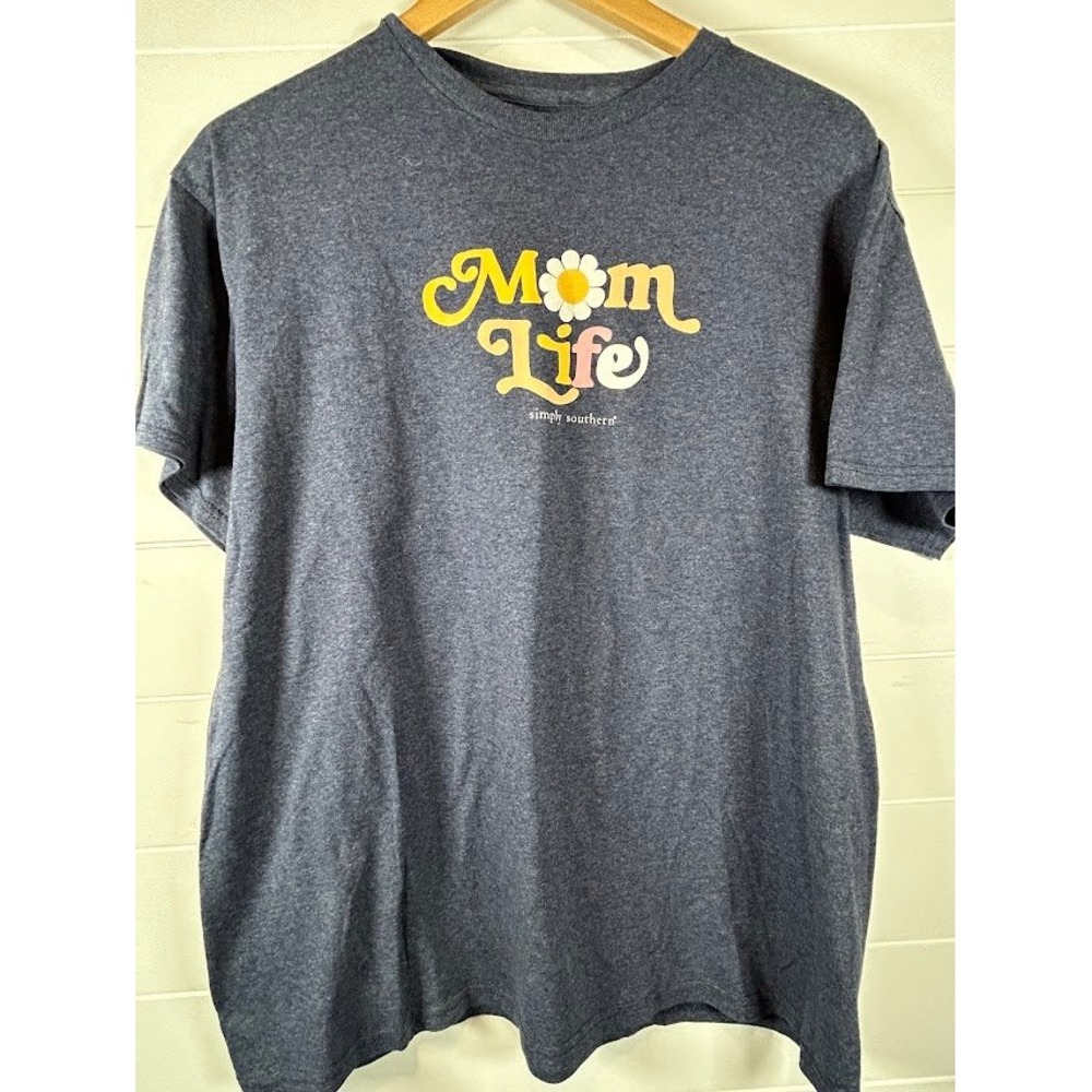 Simply Southern Mom Life Back Graphic Tee Navy Raising The Future Shirt Large